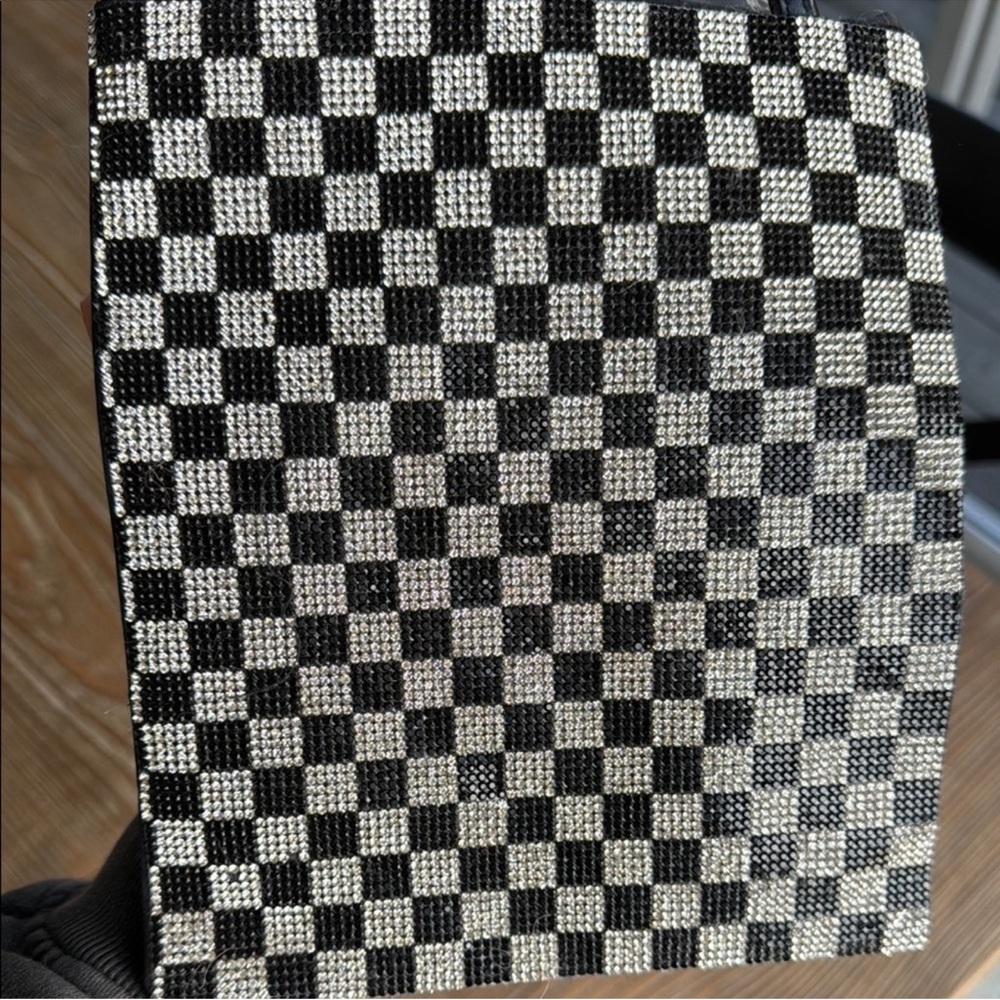 BNWT Mango Rhinestone Checkered Purse - Picture 3 of 3